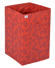 Heart Home Metallic Flower Printed Non-Woven Foldable Large Laundry basket/Hamper With Handles- Pack of 2 (Red)-HS43HEARTH25862