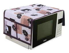 Kuber Industries Flower Design PVC Microwave Oven Top Cover 30 Liter with Utility 4 Pockets (Brown) - CTKTC40686
