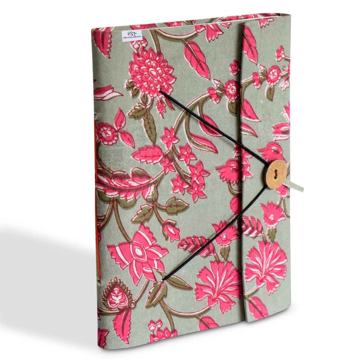 Heart Home Floral Print Handicraft Notebook/Diary with Lock System for Home, Traveling, Office (Green) 52HH4019