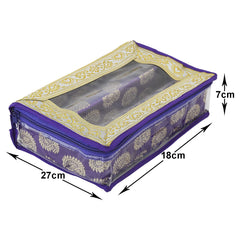 Heart Home Dot Design Laminated 2 Rod Box, Organizer For Bangle, Watches, Bracelets, Jewellery With Tranasparent Top - Pack of 2 (Purple)-47HH0248