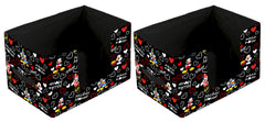 Kuber Industries Disney Mickey Print 2 Pieces Large Capacity Space Saver Closet, Stackable and Foldable Saree,Non-Woven Rectangle Cloth Saree Stacker Wardrobe Organizer (Black)-KUBMART16090