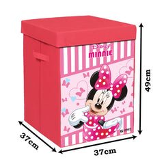 Heart Home Disney Minnie Print Foldable Laundry Basket|Clothes Storage Basket With Handle & Lid,60 Ltr.Pack of 2,(Pink)