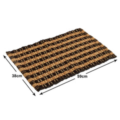 Heart Home Strips Design Cotton Door Mat for Porch/Kitchen/Bathroom/Laundry Room, 23"x14" Pack of 2 (Brown)-50HH01114