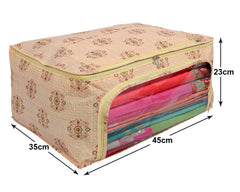 Kuber Industries Floral Print Non-Woven Saree cover With Large Pocket For Saree, Lehenga, Suit & Transparent Window, Pack of 2 (Pink) 54KM4165