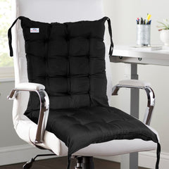 Heart Home 18 * 36 Inch Microfiber Non Slip Rocking Chair Back and Seat Cushion with Ties (Black) (Model: HS_37_HEARTH020803)
