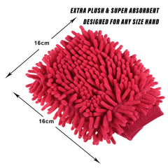 Heart Home Chenille Mitts|Microfiber Cleaning Gloves|Inside Waterproof Cloth Gloves|100 Gram Weighted Hand Duster|Chenille Gloves for Car|Glass|Pack of 4 (Dark Pink)