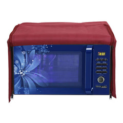 Kuber Industries Leaf Design Velvet Microwave Oven Cover - Maroon, 20 LTR, Standard (CTKTC01124)