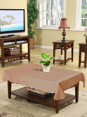 Heart Home Seamless Elegant Printed Cotton 4 Seater Center Table Cover,40"x60" (Red & Brown)-44HH067