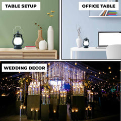 Kuber Industries Kuber Led Lantern Lamp|Battey Operated|Flameless Yellow Light| Diwali Lights for Home Decoration,Along with Other Festivities & Parties|Black Hanging Lantern| Black