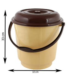 Kuber Industries Multipurpose Plastic Bucket with Lid 18 LTR (Cream)-Pack of 2-KUBMART15246