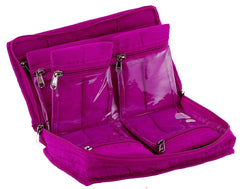 Kuber Industries Cotton Jewellery Kit with 2 Large and 4 Small Pockets with 2 Extra Pocket, Pink