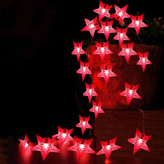 Kuber Industries Diwali Lights | 20 Stars Fairy Lights for Diwali | Christmas | Home Decoration | Indoor & outdoor | Diwali Lights for Decoration | Chota Star | Maroon