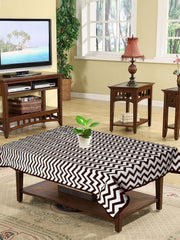Heart Home Cotton Zig Zag Print 4 Seater Center Table Cover/Table Cloth for Home Decorative 60 in. x 40 in. (Brown) 54HH4377.