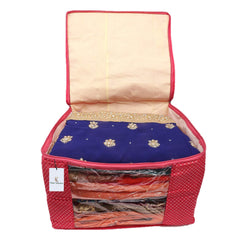 Kuber Industries Cotton 4 Pieces Three Layer Quilted Extra Large Saree Cover (Pink)-CTKTC13473,Standard