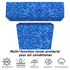 Kuber Industries 3D Design 2 Piece PVC Split Indoor and Outdoor AC Cover for 1.5 Ton Capacity - Blue (CTKTC01713), Standard