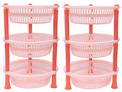 Kuber industries Plastic 2 Pieces 3 Layer Multi-Purpose Kitchen Storage Basket Rack (Beige)-CTKTC13197