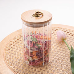 Heart Home Glass Jar | Multi-Utility Kitchen Organizer | Airtight Bamboo Lid | Food Storage Jar with Metal Loop | Cookies Storage Jar | 820 ML | LP020 | Transparent