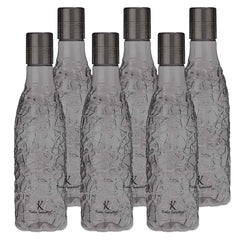 Kuber Industries BPA-Free Plastic Water Bottle | Leak Proof, Firm Grip, 100% Food Grade Plastic Bottles |For Home, Office, School & Gym|Unbreakable, Freezer Proof, Fridge Water Bottle|Pack of 6-Black