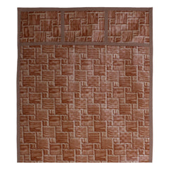 Kuber Industries Wooden Check Printed PVC Fridge Top Cover|Protect for Scratches|Wear & Tear and Dust with 6 Utility Side Pockets (Brown)