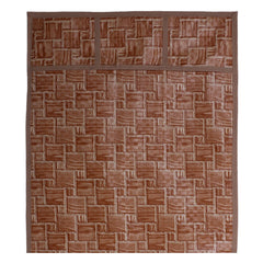 Heart Home Wooden Check Printed PVC Fridge Top Cover, Protect for Scratches, Wear & Tear and Dust with 6 Utility Side Pockets (Brown)