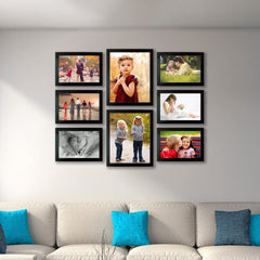 Kuber Industries Collage Photo Frame For Living Room, Wall Set of 8 (Black) Size: 6x8-6 Pc, 10x8-2 Pc.