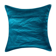 Heart Home Jute Cotton Decorative Square Cushion Cover, Cushion Case for Sofa Couch Bed 16x16 Inch- Pack of 5 (Blue) 52HH3932