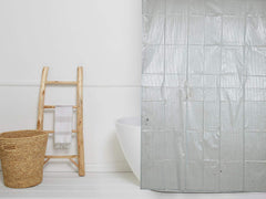 Kuber Industries 0.20mm Lining Design Stain Resistant, No Odor, Waterproof PVC AC Curtain with Hooks,7 Feet, Pack of 2 (White)