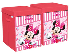 Heart Home Disney Minnie Print Foldable Laundry Basket|Clothes Storage Basket With Handle & Lid,60 Ltr.Pack of 2,(Pink)