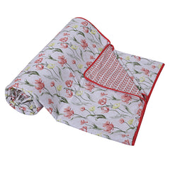 Kuber Industries Lightweight Floral Design Cotton Reversible Double Bed Dohar|AC Blanket for Home & Travelling (Red)