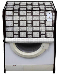 Kuber Industries Checkered Design PVC Front Load Fully Automatic Washing Machine Cover with Back Hole (Grey) CTKTC33858