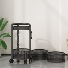 Kuber Industries 4Th Generation Round Rotating Rack|3-Layer Kitchen Trolley with 360 Rotation|Portable Storage Rack for Bathroom, Bedroom (Black)