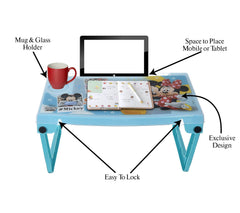 Heart Home Multiuses Mickey Mouse Print Plastic Study Desk/Laptop Table with Camparment for Home & Office (Mint Green) 52HH4108