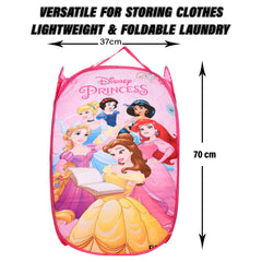 Heart Home Laundry Basket | Disney Princess Net Foldable Laundry | Nylon Storage Basket with Handle | Basket for Toy Storage | 30 LTR | Pack of 3 | Pink
