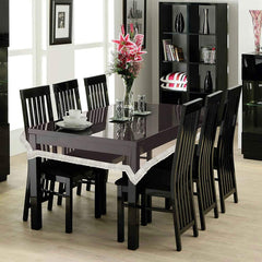 Kuber Industries Dining Table Cover 6 Seater(Silver Lace),Polyvinyl Chloride (PVC),Rectangular,Pack of 1