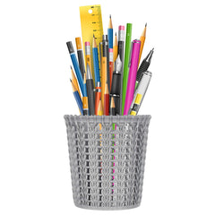 Heart Home Pen or Pencil Holder|M10 Plastic Storage Organizer|Round Cutlery Holder|Stationery Holder for Office & Home|Pack of 4 (Grey)