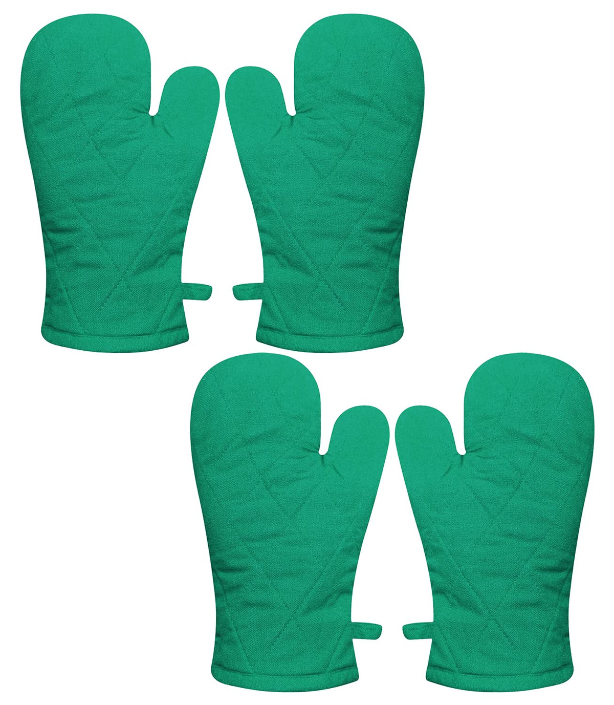 Kuber Industries Heat Resistant Cotton Kitchen Oven Mitt Microwave Gloves, Set of 4 (Green)-HS43KUBMART26090