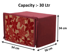 Heart Home Velvet Flower Printed Microwave Oven Cover, Dustproof Machine Protector Cover,30 LTR. (Maroon)-HS43HEARTH26054