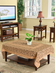 Kuber Industries Floral Printed Home Decorative Luxurious 4 Seater Cotton Center Table Cover/Table Cloth, 40"x60" (Black & Orange)-44KM050