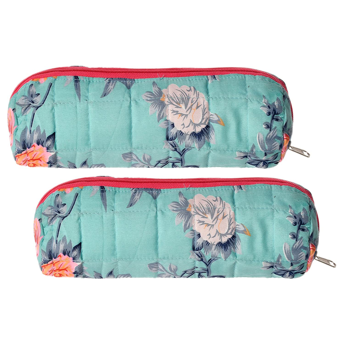 Kuber Industries Flower Printed Single Rod Cotton Bangle/Watch/Bracelet Organizer- Pack of 2 (Green)-50KM0769