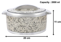 Heart Home Designer BPA Free Food Grade Inner Stainless Steel Casserole Keeps Chapati, Food, Curry With Lid, 2000ml (Brown)-HS42KUBMART25018