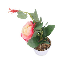 Kuber Industries Artificial Plants For Home Décor|Artificial Flowers For Decoration|Natural Looking Indoor Fake Plants With Pot (Peach)