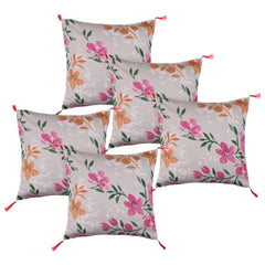 Kuber Industries Cushion Cover | Square Cushion Covers | Cotton Cushion Covers | Green Leaf Print Cushion Covers with Tassels | Set of 5 | 16 Inch | Multicolor