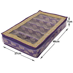 Heart Home Multipurpose Carry Design Laminated 6 Rod Bangle Box/Organizer/Case With Tranasparent Top (Purple)-47HH069