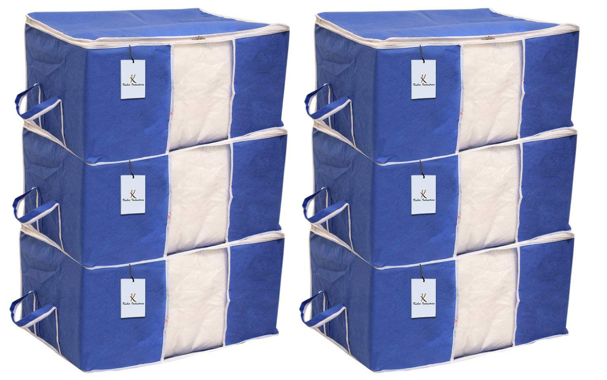 Kuber Industries 6 Piece Non Woven Underbed Storage Organiser Set, Extra Large, Royal Blue (CTSN055)