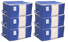 Kuber Industries 6 Piece Non Woven Underbed Storage Organiser Set, Extra Large, Royal Blue (CTSN055)