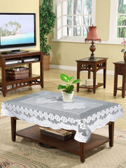 Heart Home Mesh Design Home Decorative Luxurious 4 Seater Cotton Center Table Cover/Table Cloth, 40"x60" (White)-44HH0100