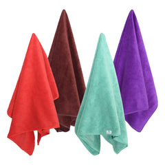 Heart Home Cleaning Cloths|Microfiber Highly Absorbent Wash Towels for Kitchen,Car,Window,24 x 16 Inch,Pack of 4 (Assorted)