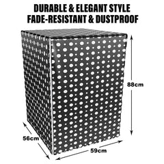 Heart Home Washing Machine Cover | Dot Print Washing Machine Cover | PVC | Front Load Washing Machine Cover | Black