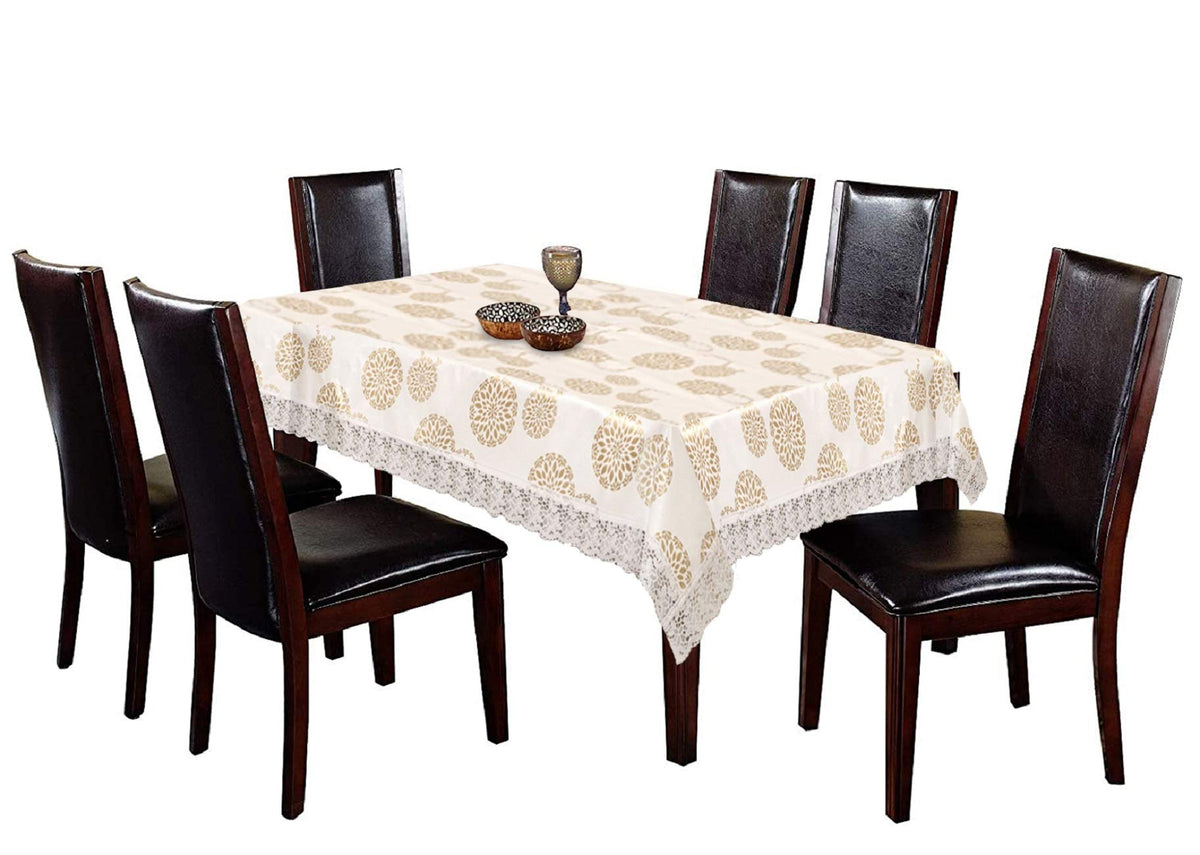 Kuber Industries Dining Table Cover 6 Seater|Table Cloth|Table Cover for Home, Restaurant| Floral Design (Cream)
