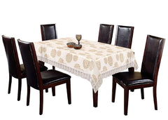 Kuber Industries Dining Table Cover 6 Seater|Table Cloth|Table Cover for Home, Restaurant| Floral Design (Cream)